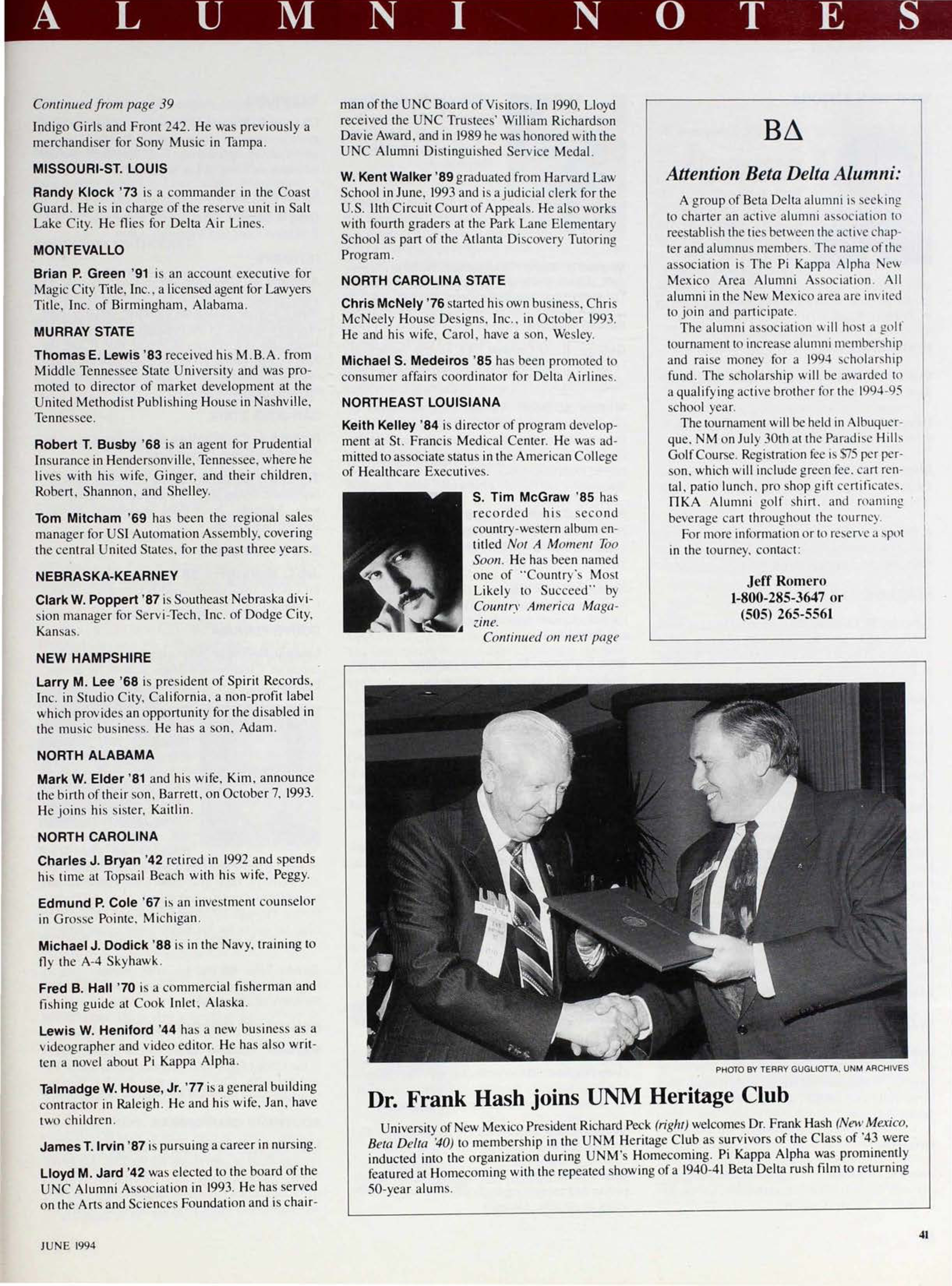 Beta Delta Chapter Advertisement, June 1994